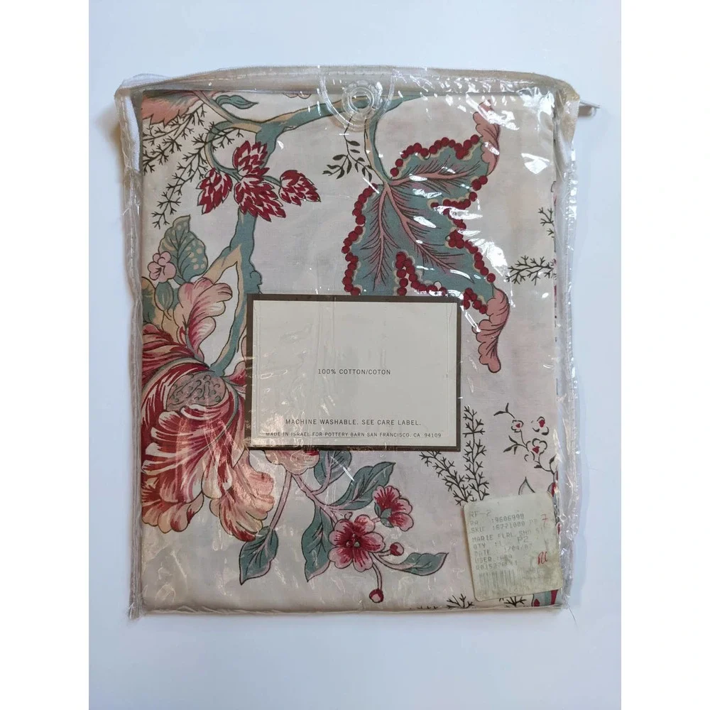 Pottery Barn Marie Floral Pillow Sham Standard Size Set of 2‎ 100% Cotton NEW